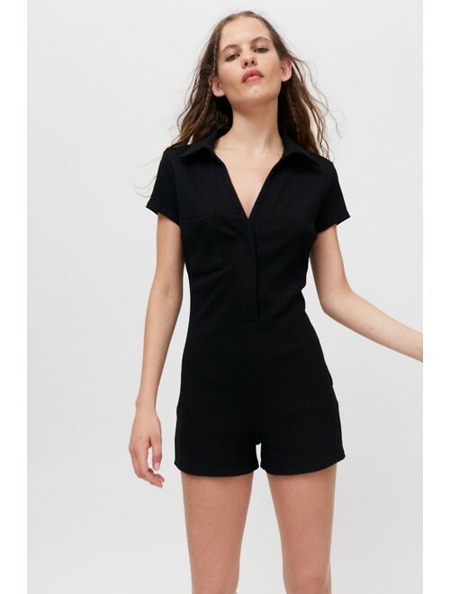 Urban Outfitters UO Remi Ribbed Polo Romper