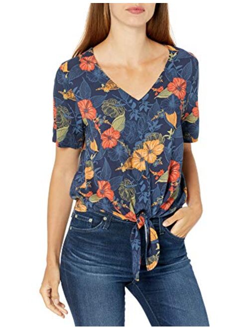 28 Palms Women's 100% Rayon Hawaiian Tie Front Aloha Blouse Shirt