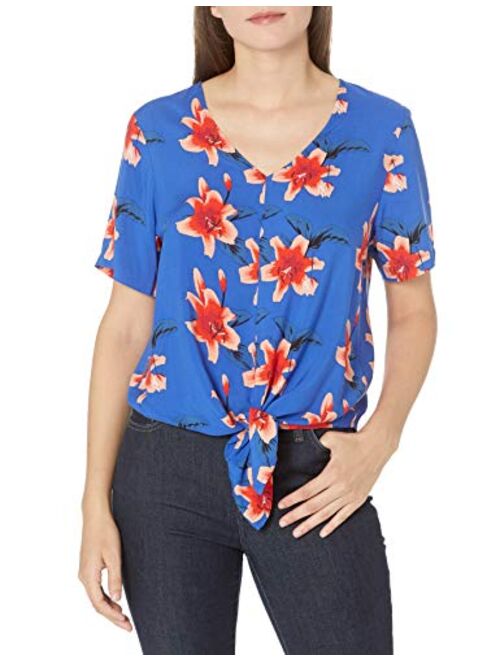 28 Palms Women's 100% Rayon Hawaiian Tie Front Aloha Blouse Shirt