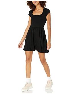 Wild Meadow Women's Short Sleeve Soft Square Neck Mini Knit Dress