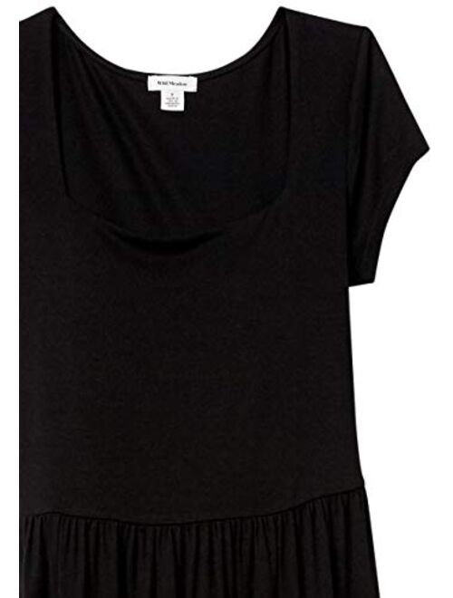 Wild Meadow Women's Short Sleeve Soft Square Neck Mini Knit Dress