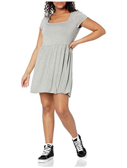 Wild Meadow Women's Short Sleeve Soft Square Neck Mini Knit Dress