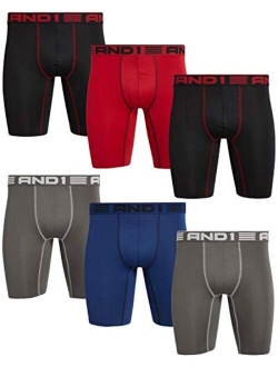 Mens Underwear Long Leg Performance Compression Boxer Briefs (6 Pack)