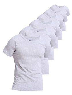 Comfneat Men's 6-Pack Undershirts 100% Cotton Comfy Crew Neck T-Shirts