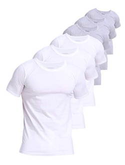 Comfneat Men's 6-Pack Undershirts 100% Cotton Comfy Crew Neck T-Shirts