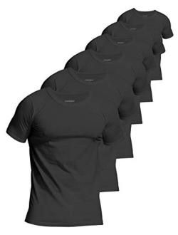 Comfneat Men's 6-Pack Undershirts 100% Cotton Comfy Crew Neck T-Shirts