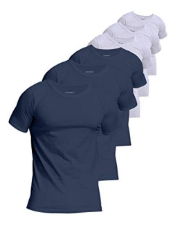 Comfneat Men's 6-Pack Undershirts 100% Cotton Comfy Crew Neck T-Shirts