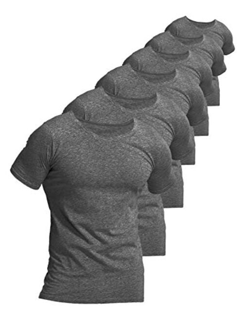 Comfneat Men's 6-Pack Undershirts 100% Cotton Comfy Crew Neck T-Shirts