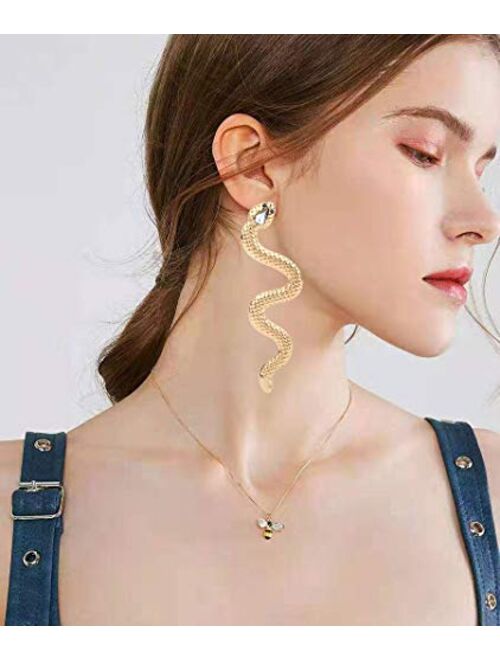 Gold Snake Earrings for Women Holloween Snake Costume Jewelry Egyptian Earrings for Girls