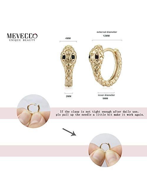 Mevecco Gold Snake Earrings for Women 18K Gold Plated Dainty Snake Shaped Charm Huggie Hoop Earrings Small Tiny Vintage Minimalist Dangling Long Snake Dangle Drop Hoop Hu