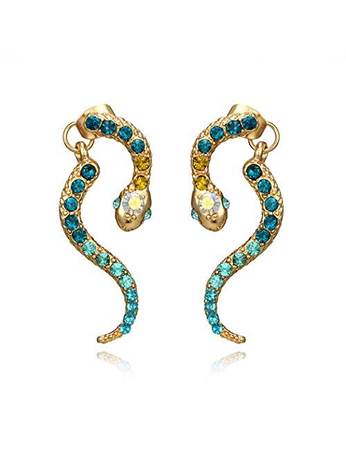 Boaccy Crystal Earrings Snake Earring Jackets Ear Drop Green Jewelry for Women and Girls