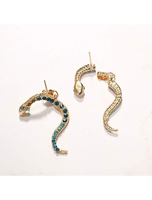 Boaccy Crystal Earrings Snake Earring Jackets Ear Drop Green Jewelry for Women and Girls