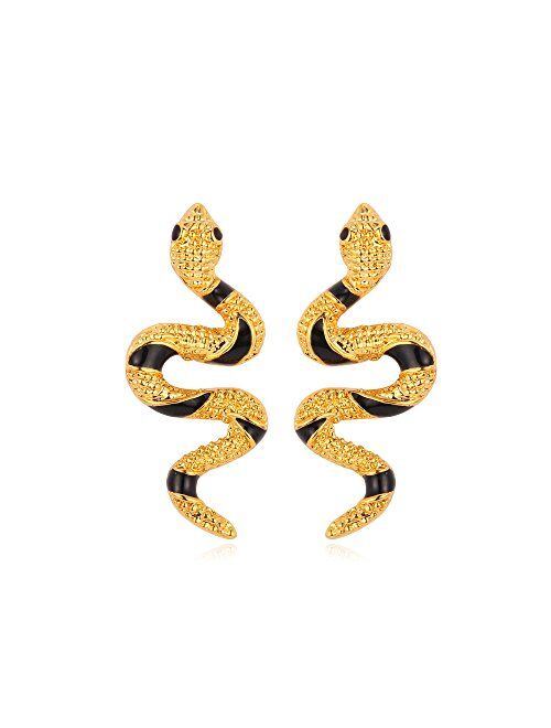 Vivid Snake Earrings Women 18K Gold Plated Cool Dangle Earring