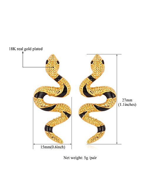 Vivid Snake Earrings Women 18K Gold Plated Cool Dangle Earring