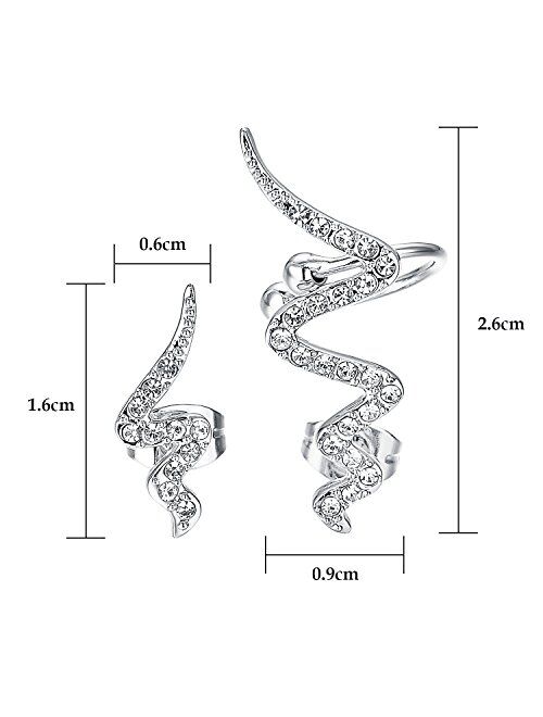 Yoursfs 18K Gold Plated Snake Ears Cuff Elegant Snake Shape Zircon Earring Studs for Piercing Ear Climber Unisex Jewelry Art Ear Jacket