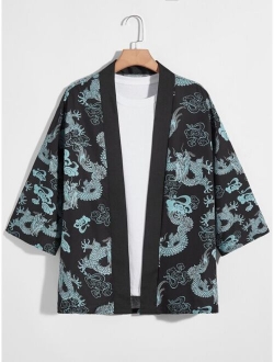 Men Chinese Dragon Print Kimono