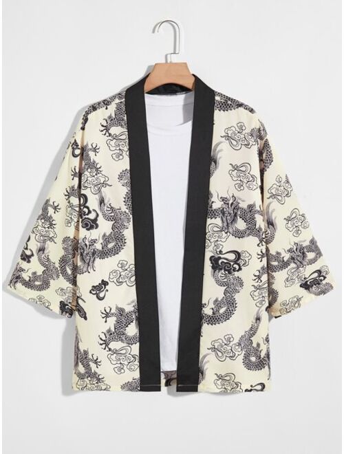 Shein Men Chinese Dragon Print Kimono