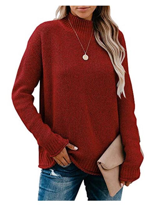 Saodimallsu Womens Turtleneck Oversized Sweaters Chunky Long Sleeve Loose Casual Pullover Slouchy Knit Jumper Tops