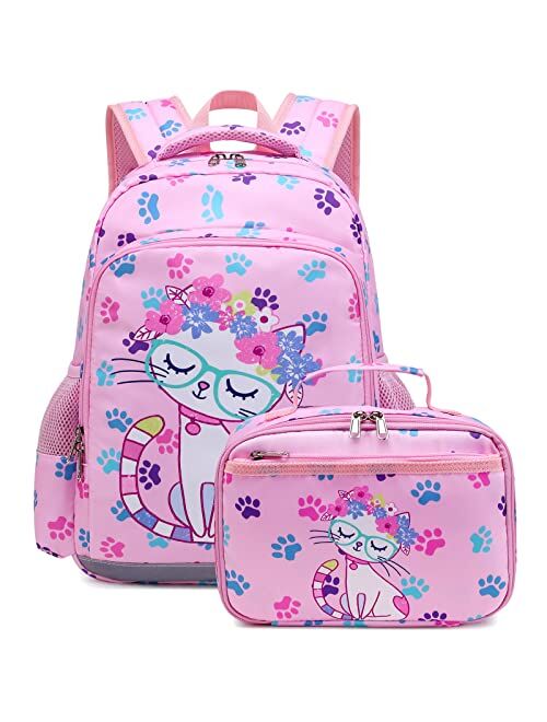 OctSky Unicorn Backpack for Girls, Kids Preschool Backpacks Cute Lightweight With Chest Strap and Lunchbox