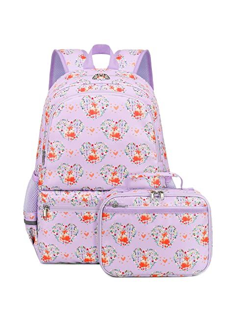 OctSky Unicorn Backpack for Girls, Kids Preschool Backpacks Cute Lightweight With Chest Strap and Lunchbox