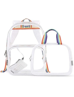 mommore Clear Backpack Durable Clear Bookbags Transparent Backpack for School, Work, Security