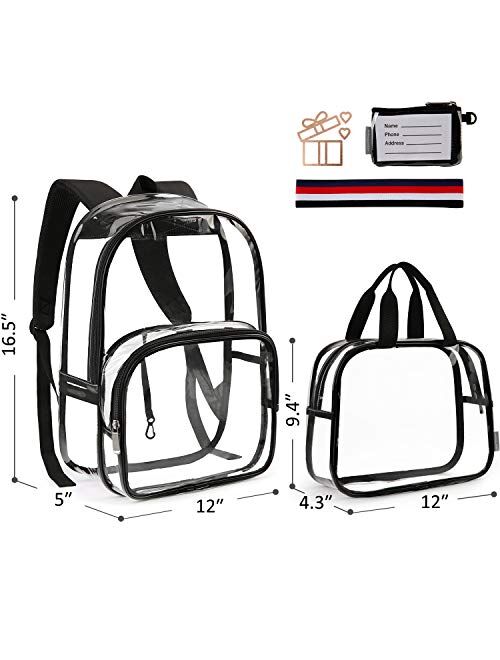 mommore Clear Backpack Durable Clear Bookbags Transparent Backpack for School, Work, Security