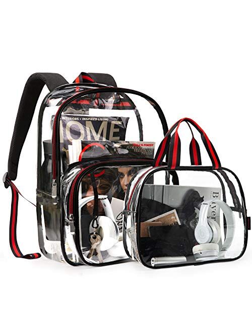 mommore Clear Backpack Durable Clear Bookbags Transparent Backpack for School, Work, Security