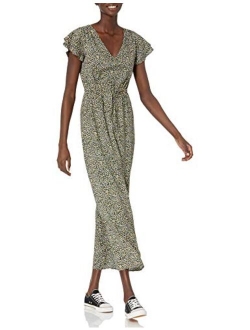 Women's Georgette Ruffle-Sleeve Maxi Dress