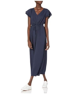 Women's Georgette Ruffle-Sleeve Maxi Dress