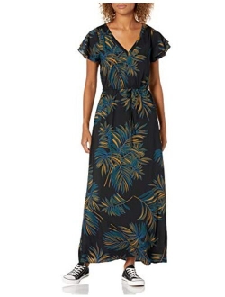 Women's Georgette Ruffle-Sleeve Maxi Dress