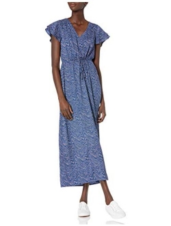 Women's Georgette Ruffle-Sleeve Maxi Dress