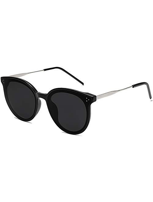 SOJOS Retro Round Sunglasses for Women Oversized Mirrored Glasses DOLPHIN SJ2068