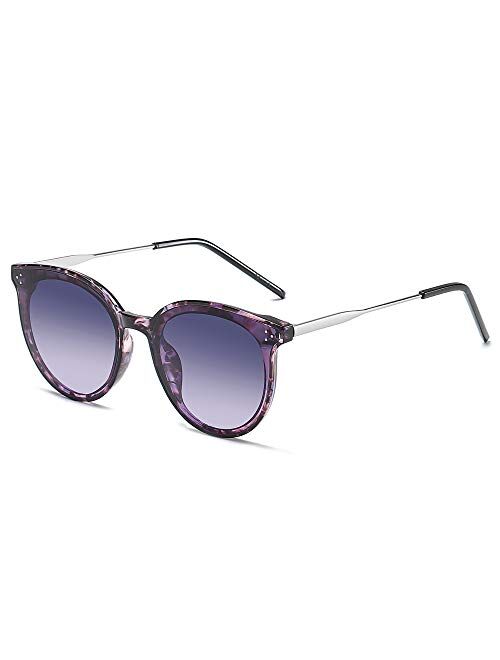 SOJOS Retro Round Sunglasses for Women Oversized Mirrored Glasses DOLPHIN SJ2068