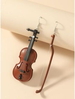 Violin Charm Drop Earrings