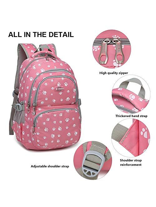 Goldwheat Girls Backpacks for Middle School Lightweight Bookbag Water Resistant with Lunch pack Pencil Case 3pcs