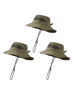 KOOLSOLY Breathable Wide Brim Boonie Hat Outdoor Waterproof UPF 50+ Sun Protection Mesh Safari Sun hat for Travel Fishing