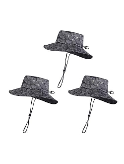 KOOLSOLY Breathable Wide Brim Boonie Hat Outdoor Waterproof UPF 50+ Sun Protection Mesh Safari Sun hat for Travel Fishing