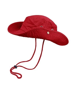 Bucket Hats with String Wide Brim Hiking Fishing UV Sun Protection Safari Unisex Boonie