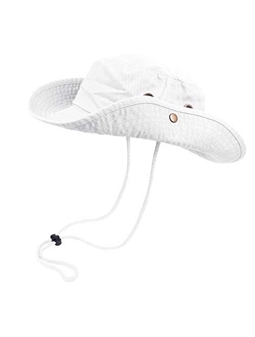 Bucket Hats with String Wide Brim Hiking Fishing UV Sun Protection Safari Unisex Boonie