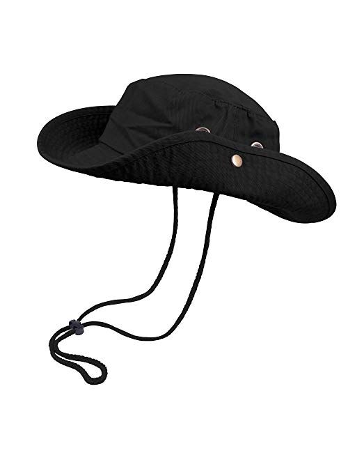 Bucket Hats with String Wide Brim Hiking Fishing UV Sun Protection Safari Unisex Boonie