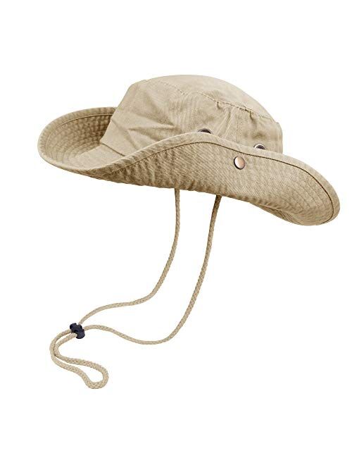 Bucket Hats with String Wide Brim Hiking Fishing UV Sun Protection Safari Unisex Boonie