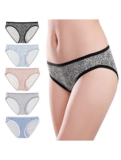 Wealurre Womens Underwear Cotton Hipster Panties for Women 5 Pack