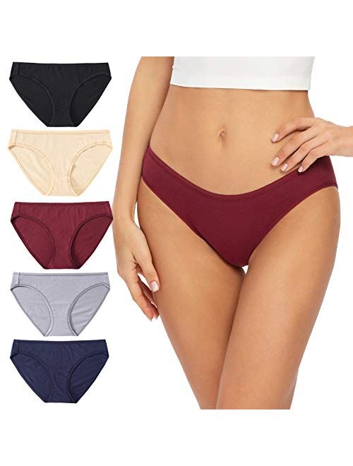 Wealurre Womens Underwear Cotton Hipster Panties for Women 5 Pack