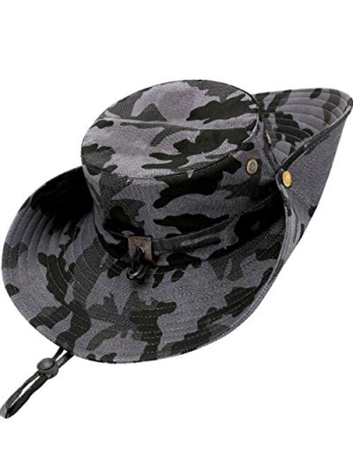 kolumb Wide Brim Boonie Hat, Men & Women Top Camo Bucket Hats for Safari Military Beach…