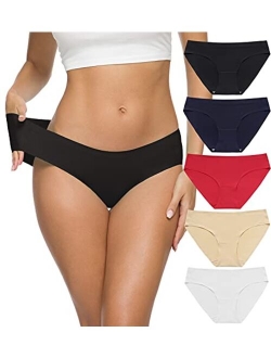 Seamless Underwear For Women - No Show Panties For Women Breathable Stretch Bikini Panties Soft Cheeky Hipster Panty- 5 Pack