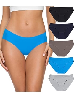 Seamless Underwear For Women - No Show Panties For Women Breathable Stretch Bikini Panties Soft Cheeky Hipster Panty- 5 Pack