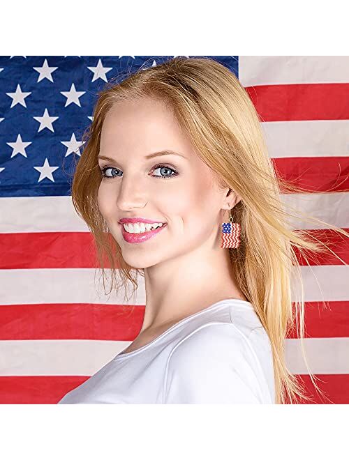 Independence Day Patriotic Earrings American Flags Handmade Beads Earrings Lightweight Heart Shape Can Make You More Beautiful