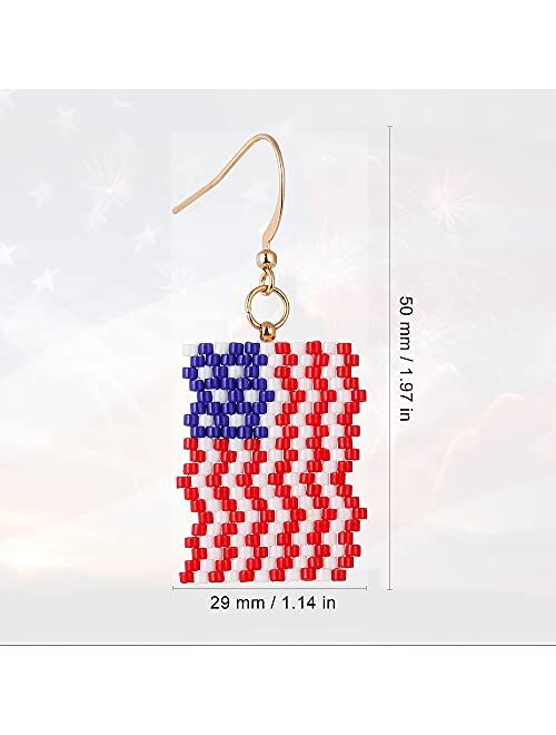 Independence Day Patriotic Earrings American Flags Handmade Beads Earrings Lightweight Heart Shape Can Make You More Beautiful