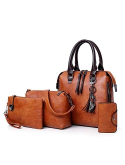 Large Purses Sets Handbags for Women Leather Tote Hobo Bags 4pcs