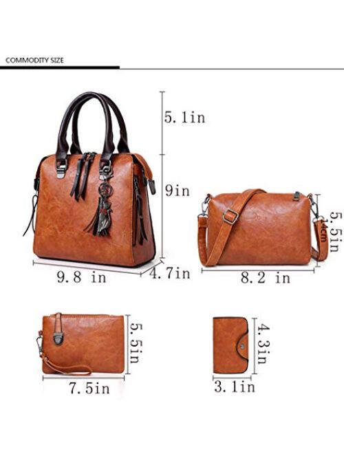 Large Purses Sets Handbags for Women Leather Tote Hobo Bags 4pcs